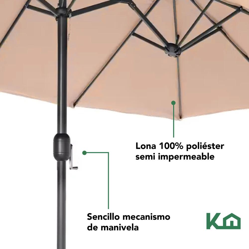 Sombrilla Doble Para Patio Jardin Semi Impermeable Con Base