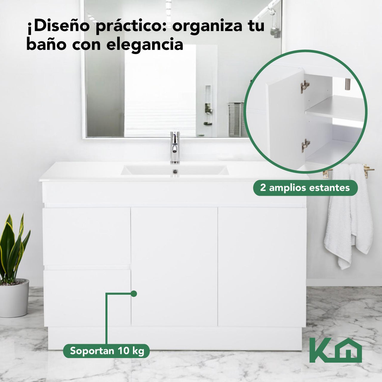 Mueble Gabinete Para Baño Lavamanos Lavabo 2 Cajones Estante