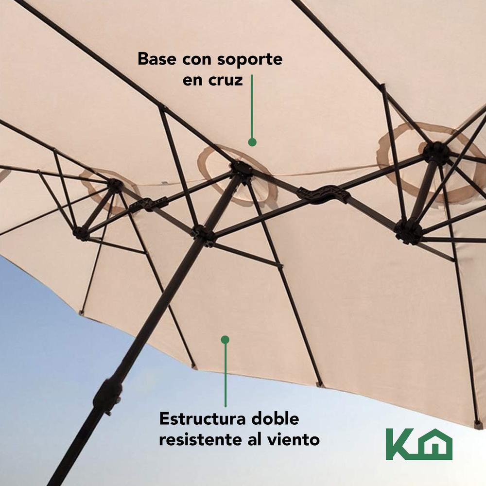 Sombrilla Doble Para Patio Jardin Semi Impermeable Con Base