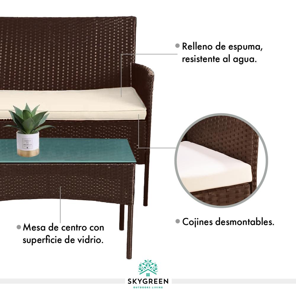 Sala Para Jardin Rattan Juego Sillas Mesa De Exterior 4 Pzas