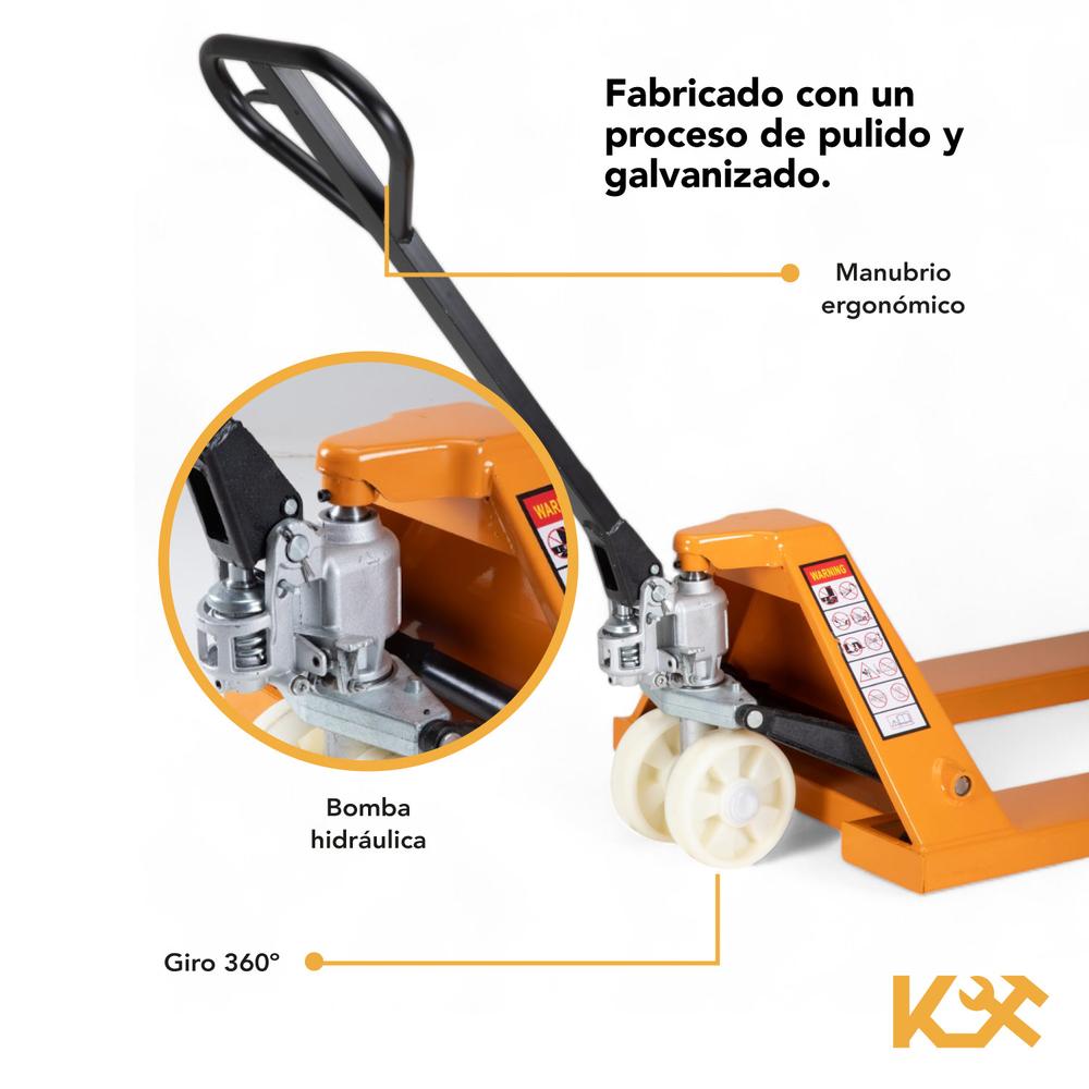 Transpaleta Hidraulica Capacidad 3 Ton Rueda Poliuretano KX-SDC30A Kingsman