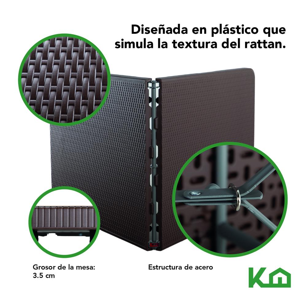 Mesa Plegable Portafolio Plastico Tipo Rattan Portatil 2pzas