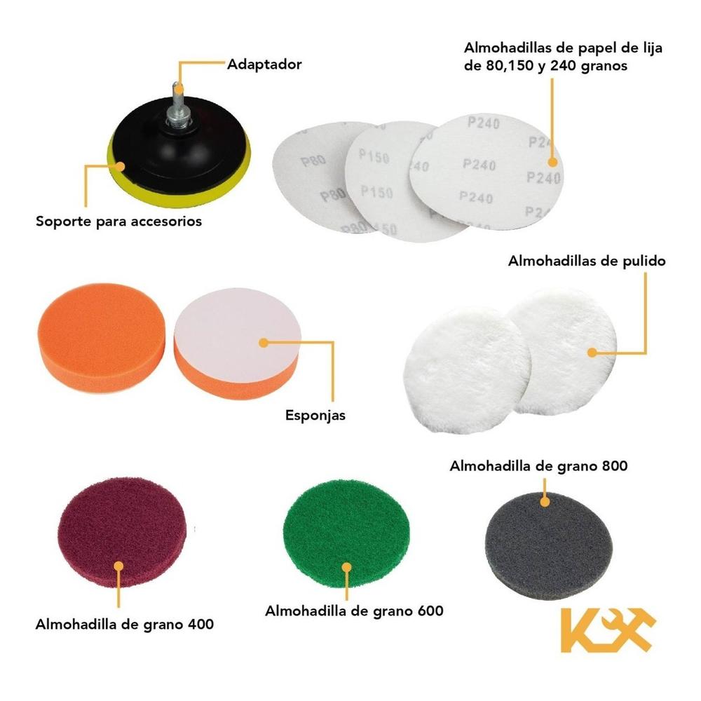 Accesorio Lijar y Pulir para Taladro Juego con 12 Pcs 115 mm Kingsman