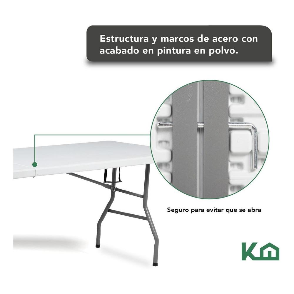 Mesa Plegable 240cm Portatil Portafolio Fiesta Jardin Hogar