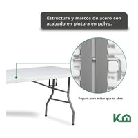 Thumbnail for Mesa Plegable 240cm Portatil Portafolio Fiesta Jardin Hogar