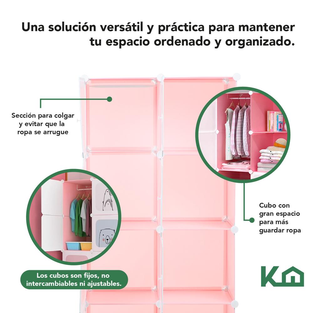 Armario De Plastico Closet Organizador Niños Portatil Cubos