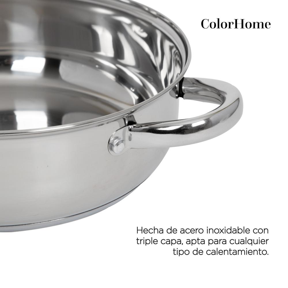 Bateria De Cocina 7 Pzas Acero Inoxidable Tricapa Colorhome