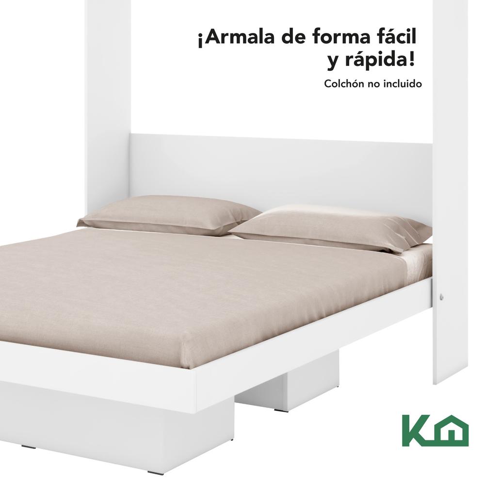 Base Cama Matrimonial Abatible Blanca KingsHouse Desmontable