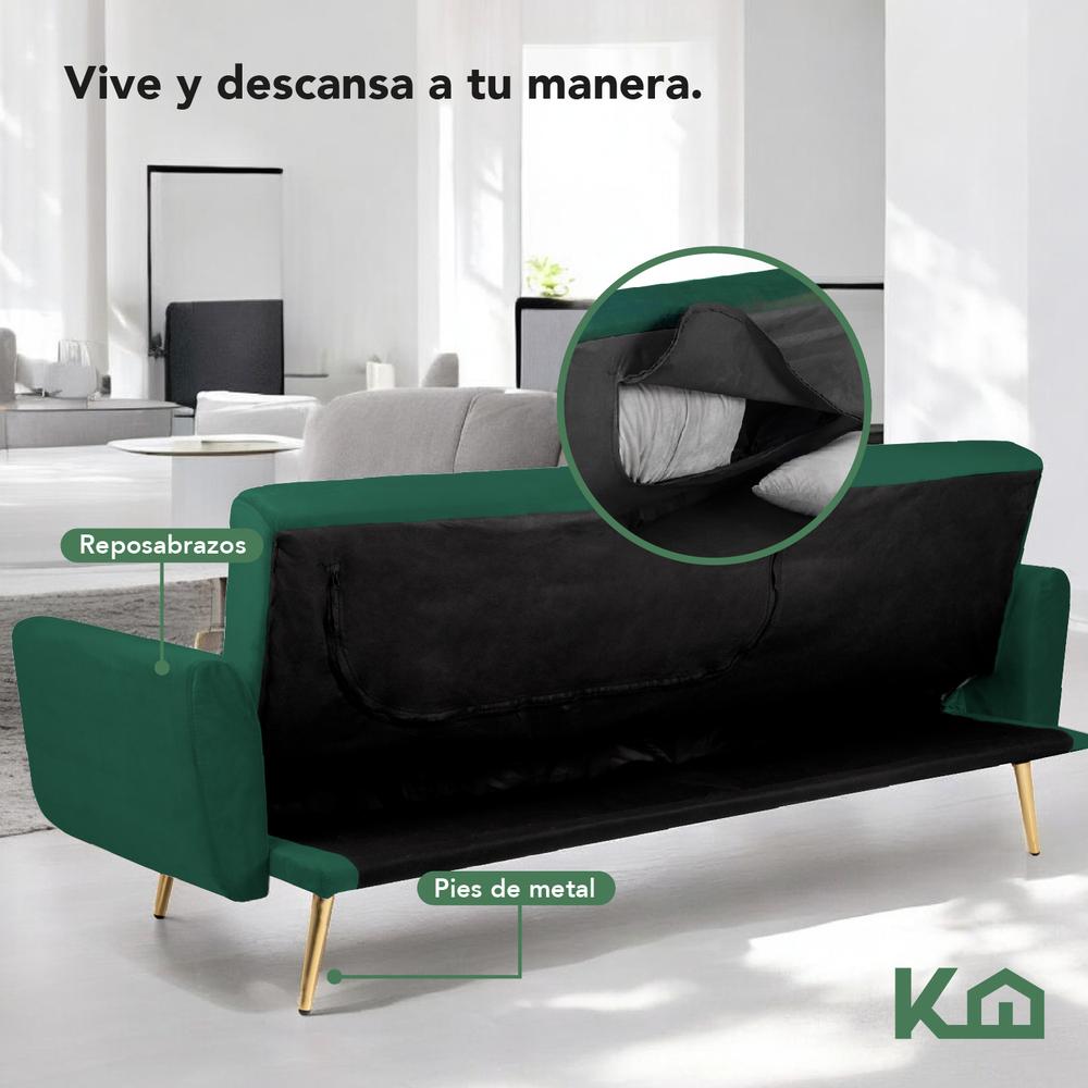 Sofá Cama Silla Sillón Plegable Sala Moderna Velvet + Cojín