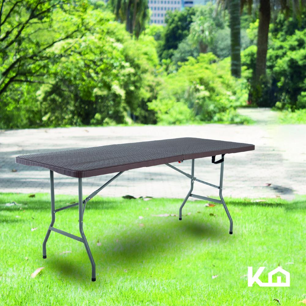 Mesa Plegable Portatil 180cm Portafolio Tipo Rattan Plastico