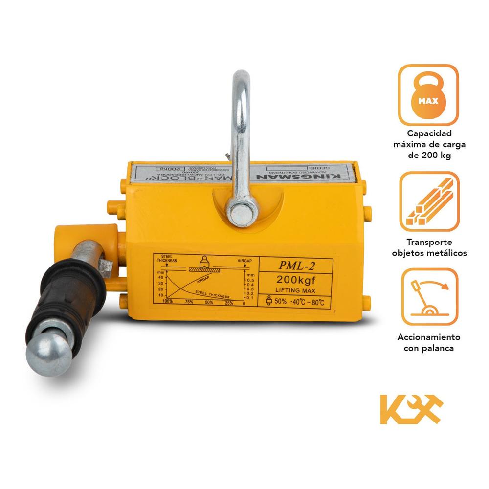 Iman Block Con Palanca Liberadora Carga de 200 Kg 3:1 Kingsman