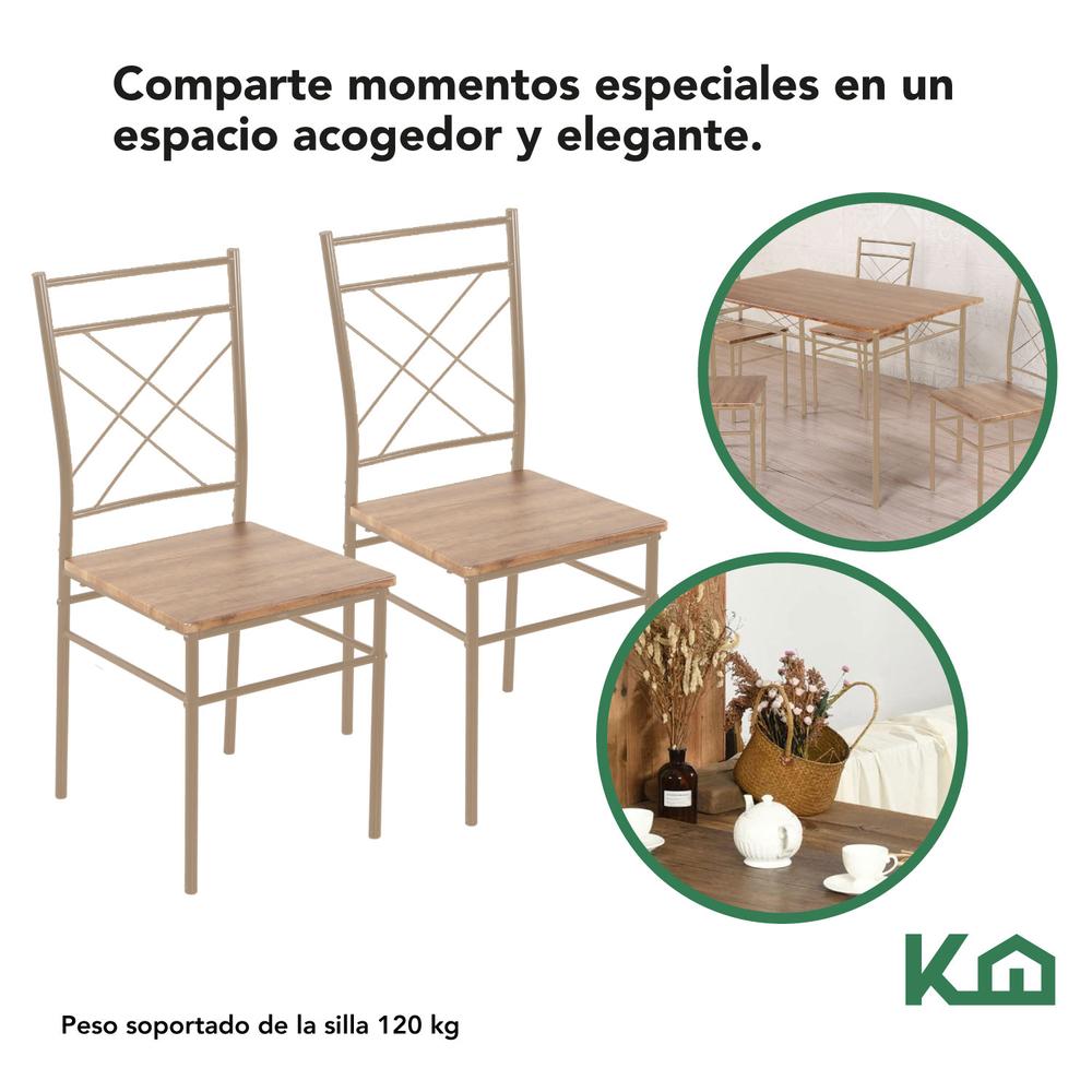 Juego De Comedor 4 Sillas Estructura Metalica Tablero MDF