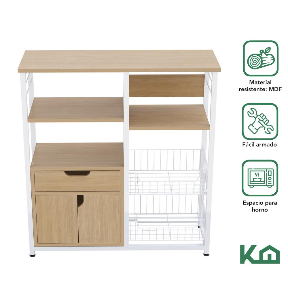 Rack Mueble Multiusos Cajon Repisas Microondas Cocina Hogar