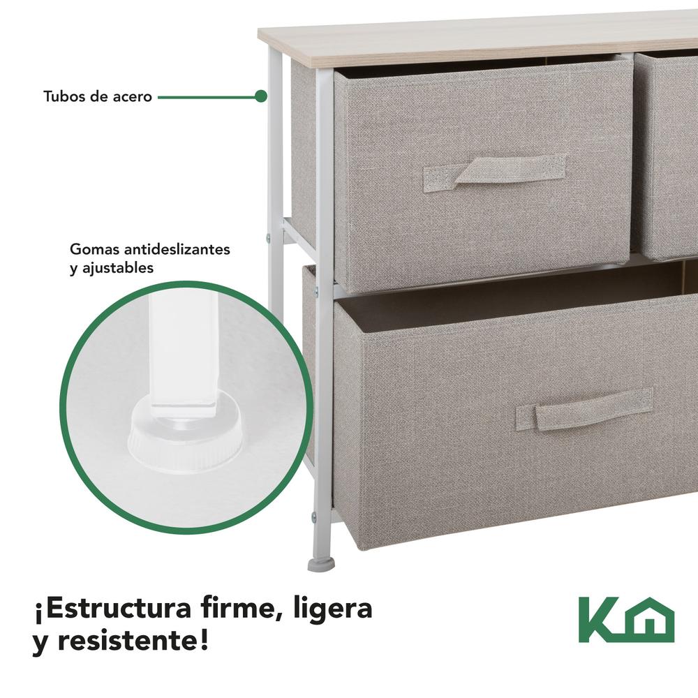 Comoda Cajonera de 5 Cajones Mueble Organizador Tela Madera