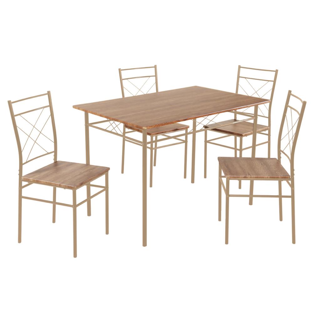 Juego De Comedor 4 Sillas Estructura Metalica Tablero MDF