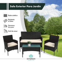 Thumbnail for Sala Para Jardin Rattan Juego Sillas Mesa De Exterior 4 Pzas