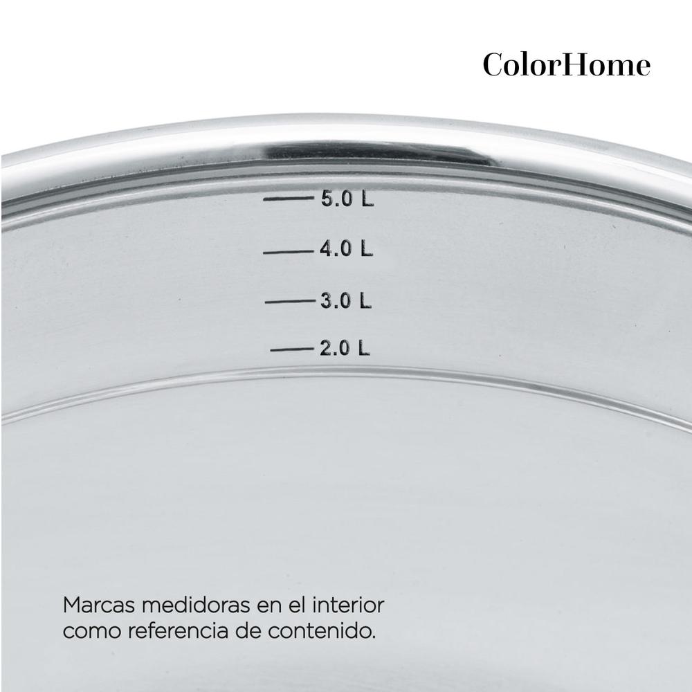 Batería de Cocina Acero Inoxidable 7 Piezas ColorHome