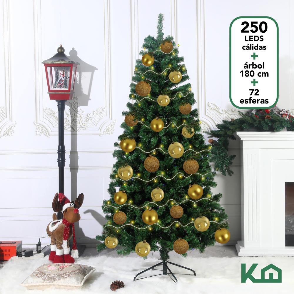 Arbol De Navidad 180cm + Luces 250 Led + Esferas Navideñas