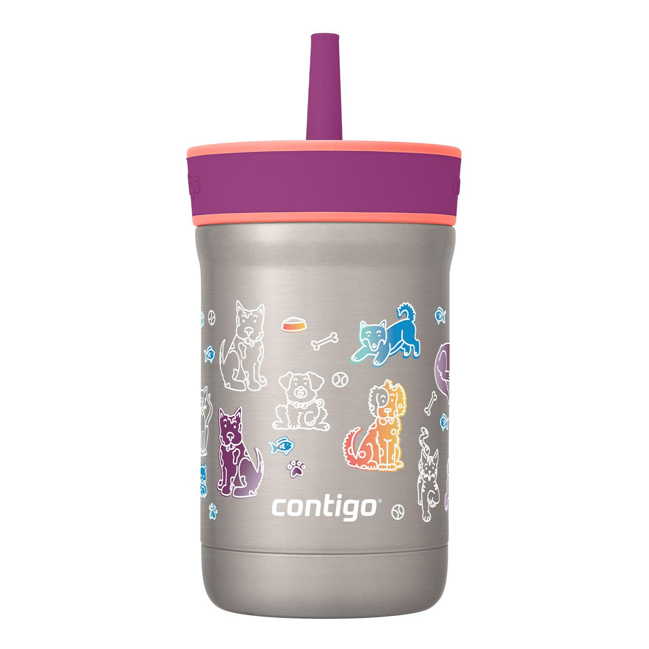 Termo Botella 12oz Para Niños Con Popote Acero Inox Leighton