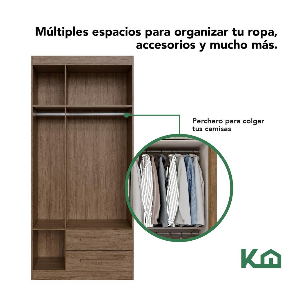 Ropero Closet Moderno 3 Puertas Blanco y Cafe Recamara Hogar