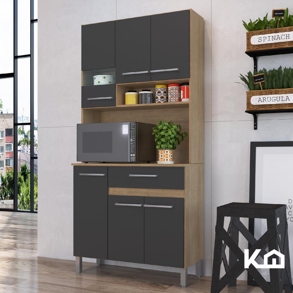 Mueble Rack Cocina Multiuso Alacena 6 Repisas Madera Estante