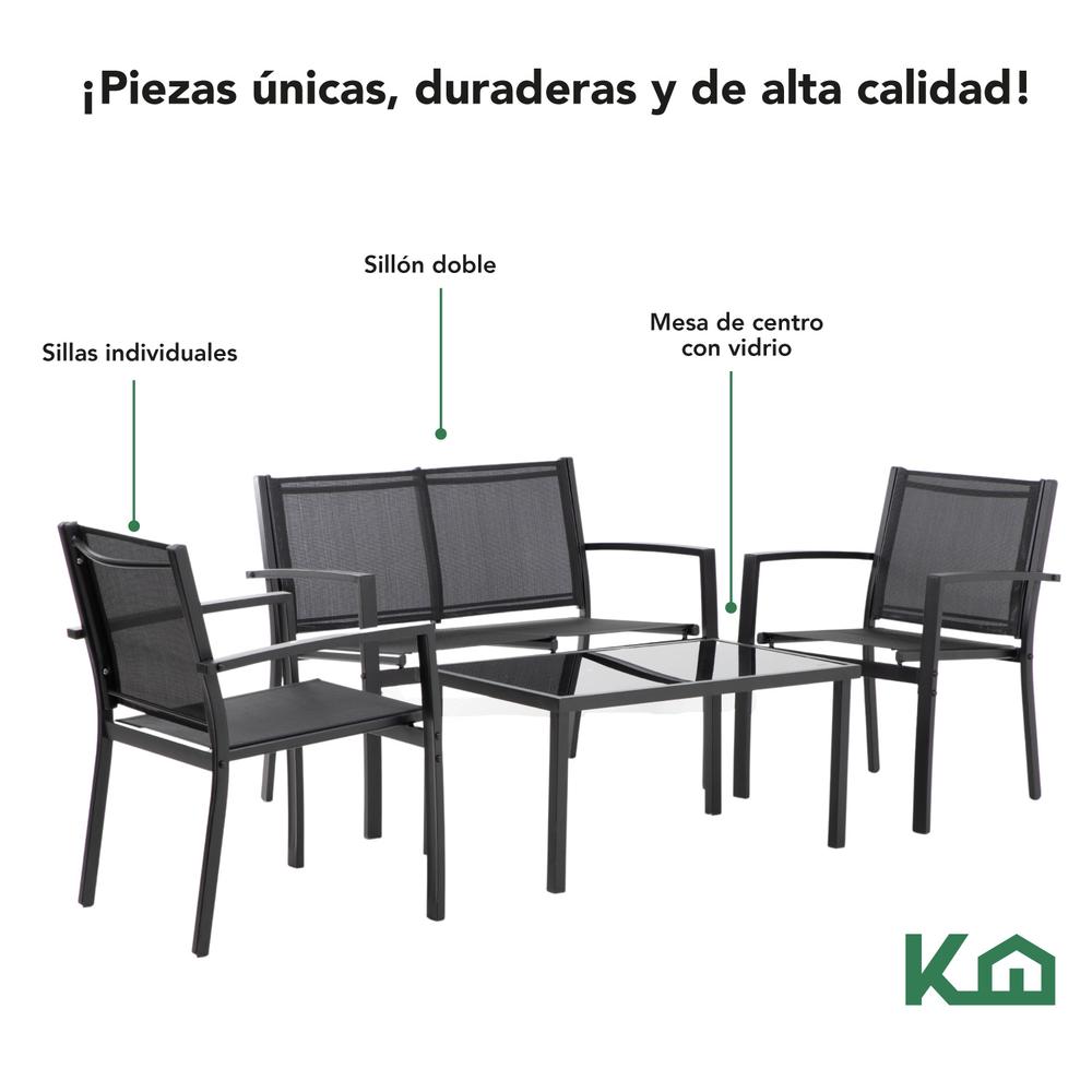 Sala Exterior para Jardin Textileno Sillas Sillon Mesa 4Pzas