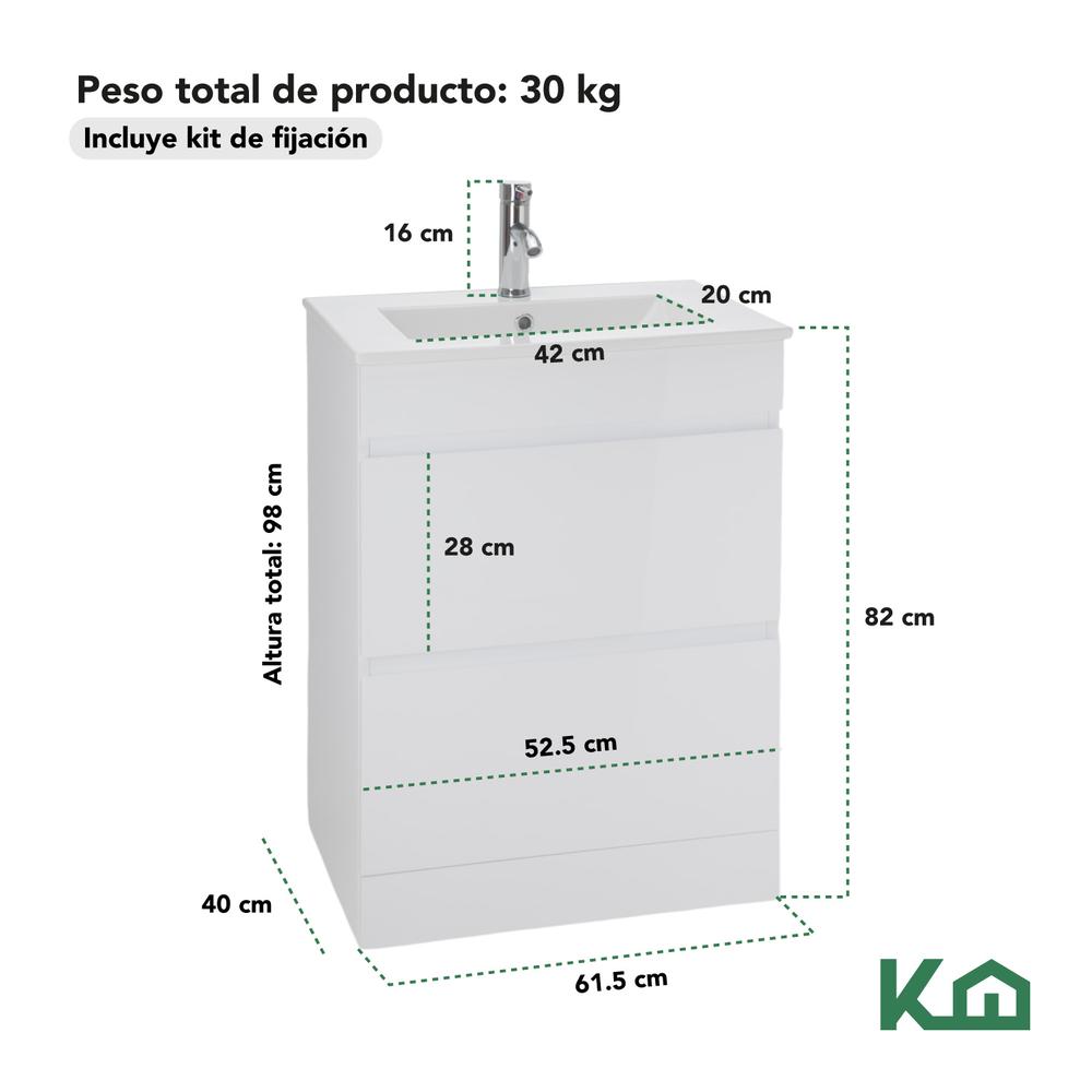 Mueble Gabinete Para Baño Lavamanos Lavabo Ovalín 2 Cajones