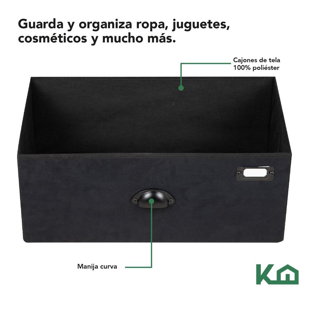 Comoda Cajonera de 4 Cajones Mueble Organizador Tela Madera