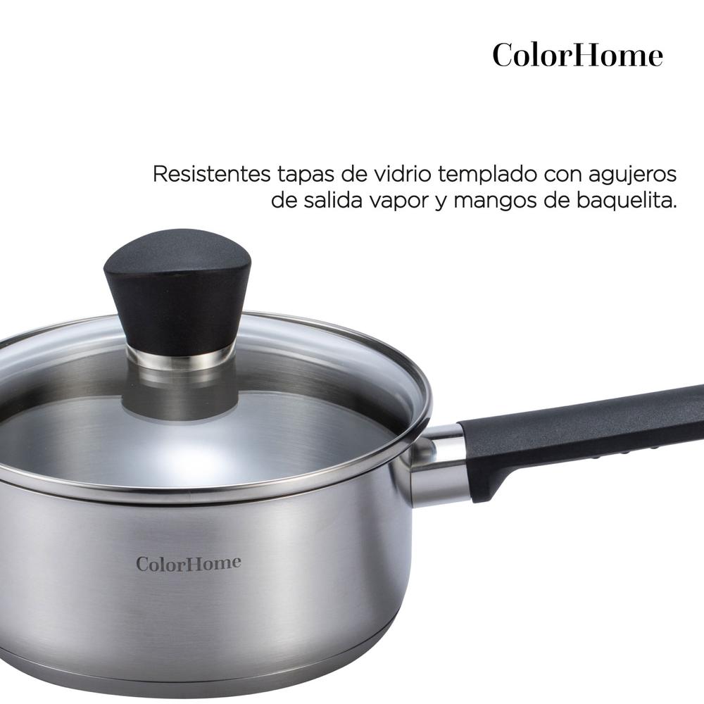 Bateria Cocina Antiadherente Acero Inox Juego Vajilla 18pzas