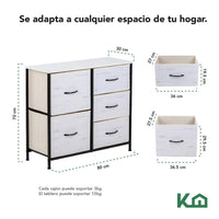 Thumbnail for Comoda Cajonera 5 Cajones Mueble Organizador de Tela Madera