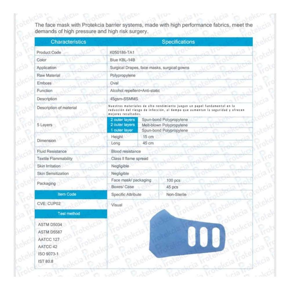 Cubrebocas Mascarilla Respirador Grado Medico 5 capas Proteksia