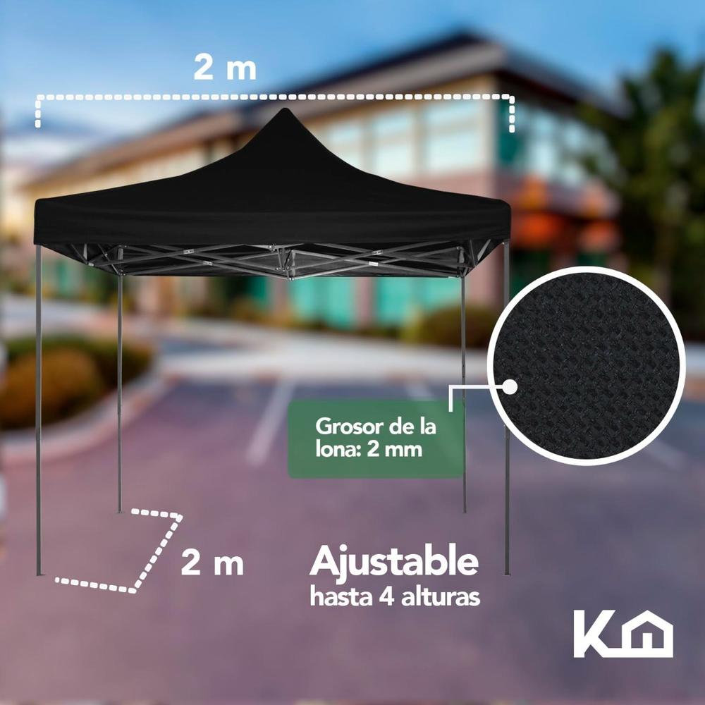 Toldo Carpa Impermeable Plegable Acero 2x2 M Blanco Bolsa