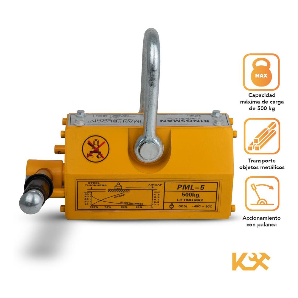 Iman Block Con Palanca Liberadora Carga de 500 Kg 3:1 Kingsman