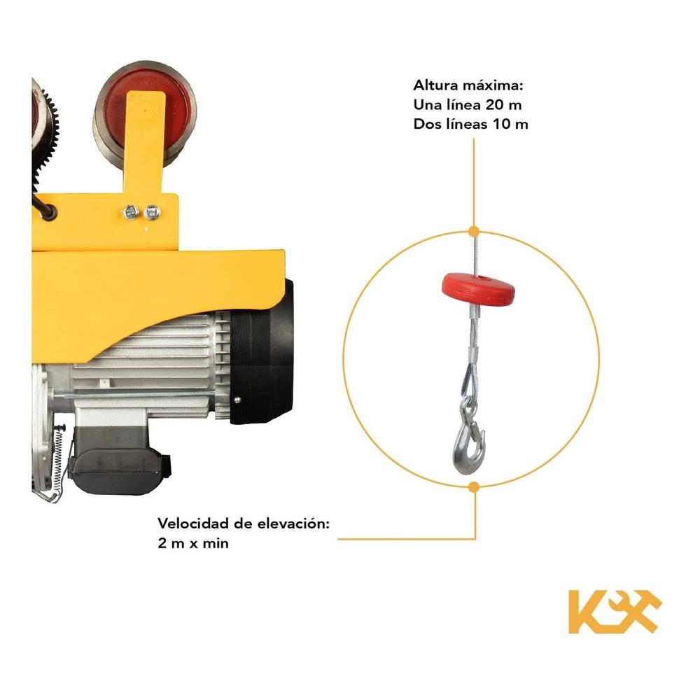 Trole Electrico Con Polipasto Electrico de 600 a 990 kg con 20m Cable 220V HDGD-990CB 1200C Kingsman