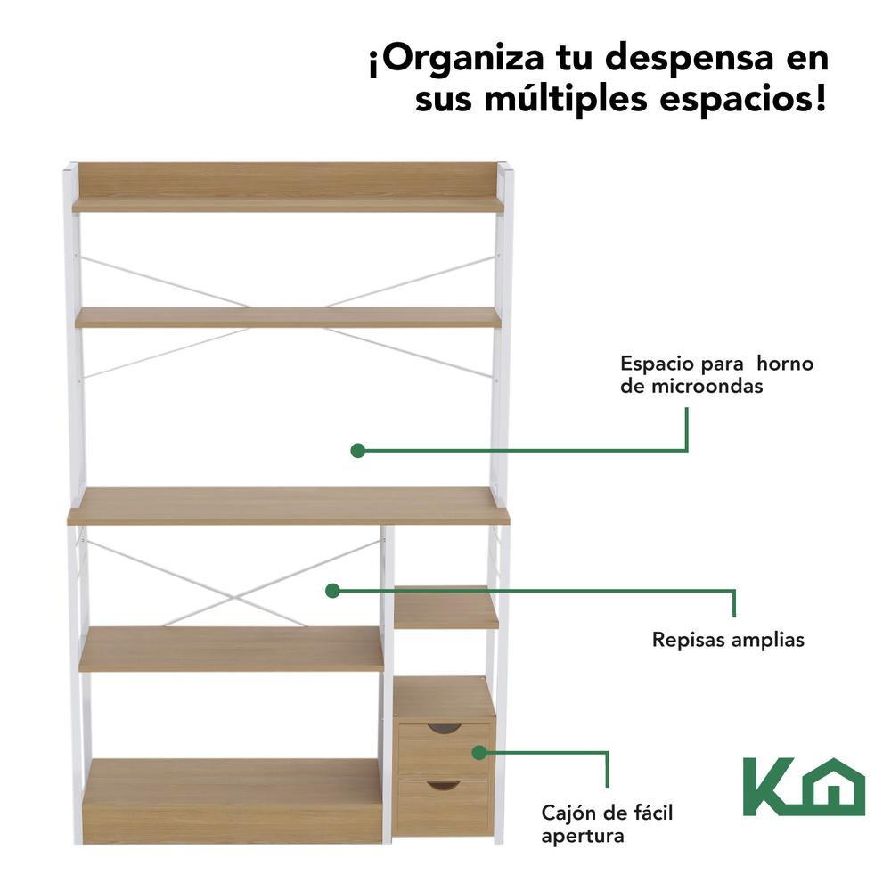 Rack Mueble Cocina Multiusos Repisas 2 Cajones Organizador