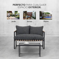 Thumbnail for Sala De Jardín Acero Sillón Mesa + Cojines Exterior Terraza