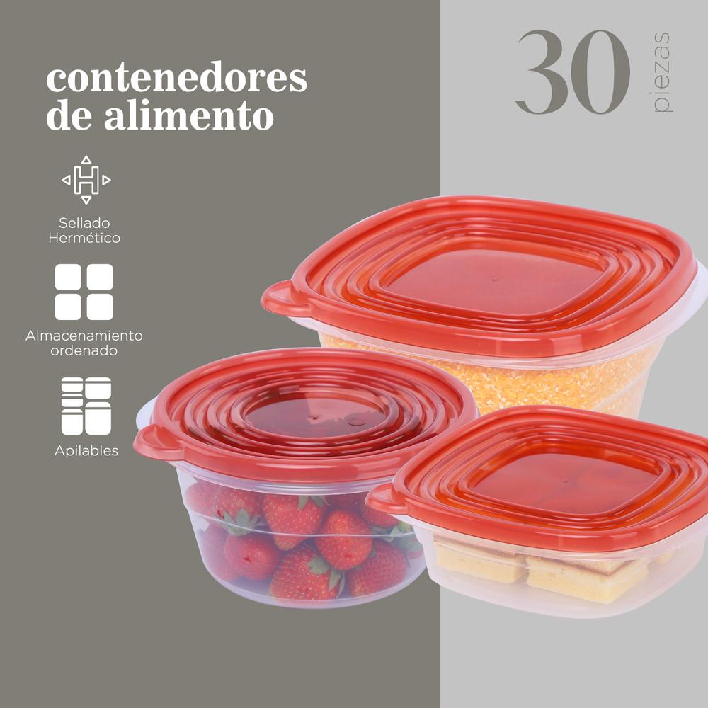 Juego Contenedores Hermeticos Plastico Almacenar 30 Piezas