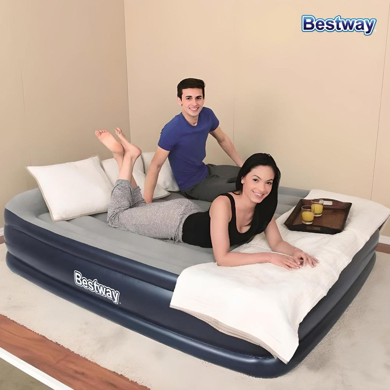 Colchón Inflable Queen Con Bomba De Aire Camping Bestway