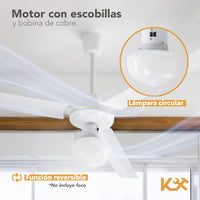 Thumbnail for Ventilador De Techo C/ Luz Led Lámpara 56