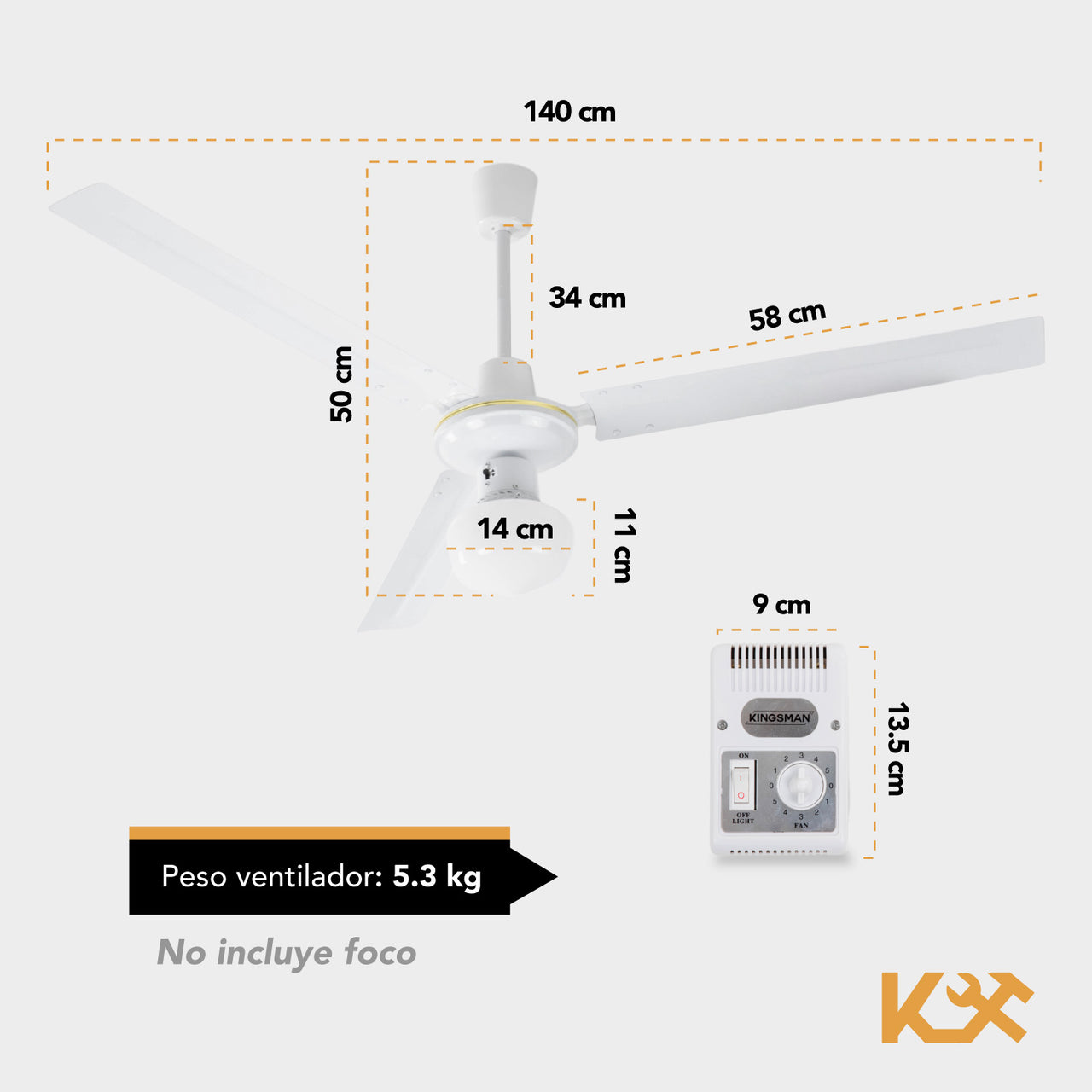 Ventilador De Techo C/ Luz Led Lámpara 56