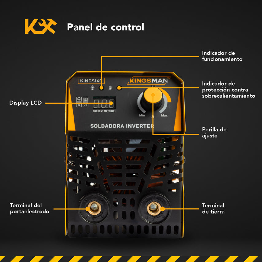 Soldadora Inverter Doble Voltaje 130 amp 110/220v 60Hz  + Accesorios Modelo KINGS140 Kingsman