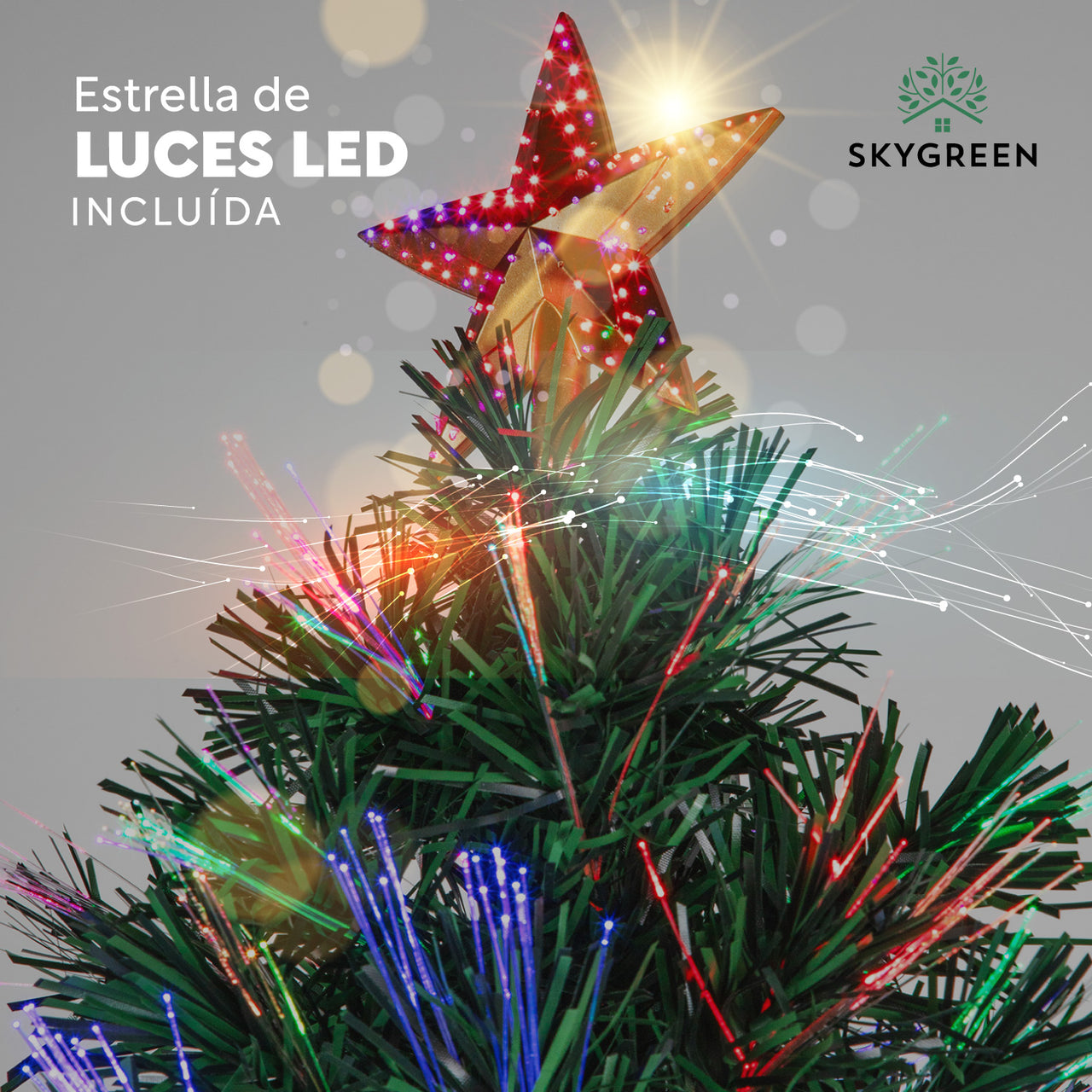 Árbol Navidad Led Integrado Fibra Óptica 1.80 M  Pino Frondoso