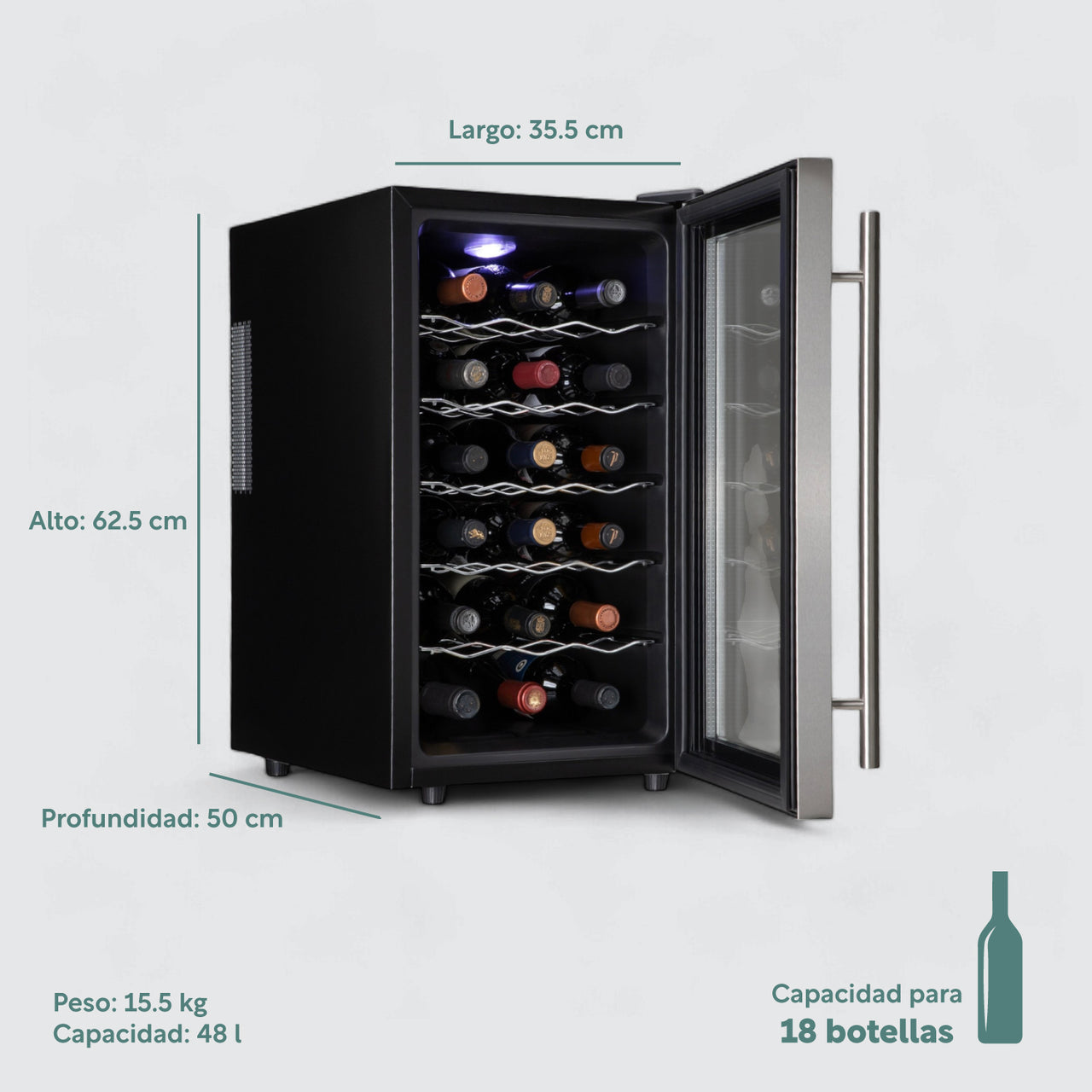 Cava Enfriador De Vinos Para 18 Botellas Frigobar 110-120V