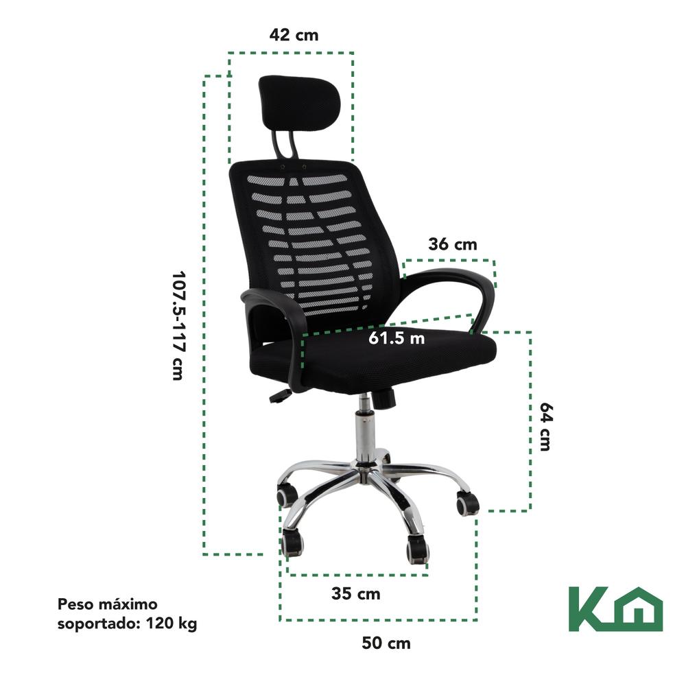 Silla Ejecutiva con Respaldo Reclinable Negra Mesh Oficina