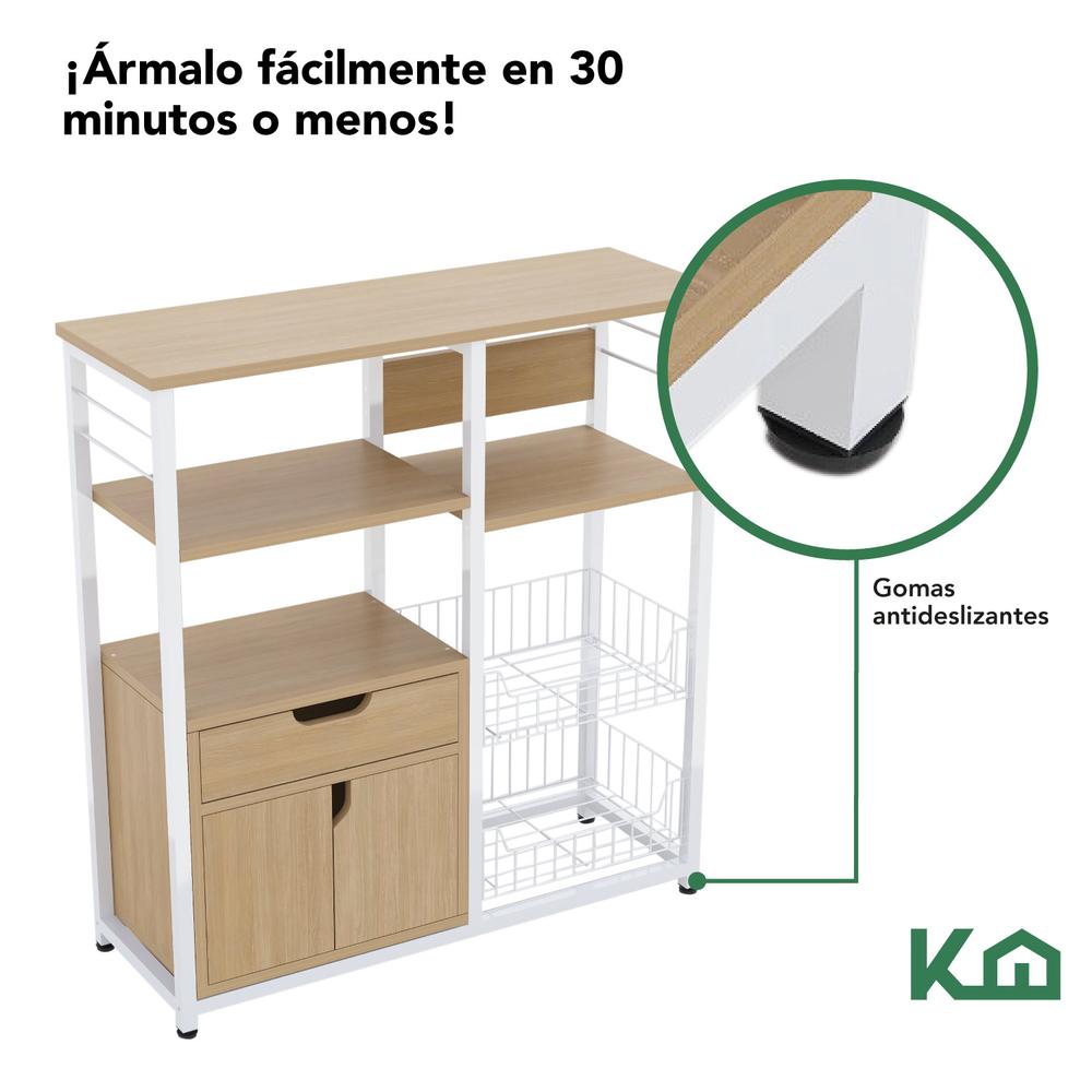 Rack Mueble Multiusos Cajon Repisas Microondas Cocina Hogar