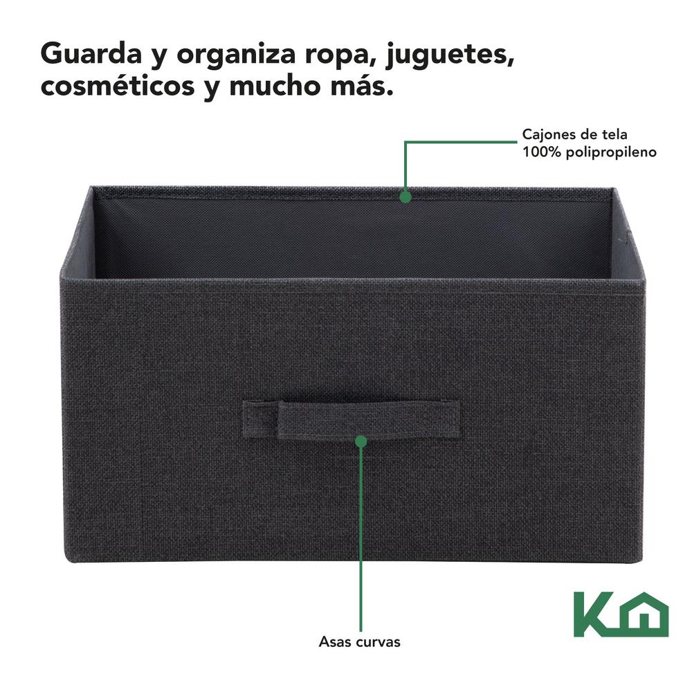 Comoda Cajonera de 4 Cajones Mueble Organizador Tela Madera