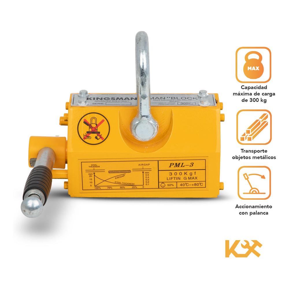 Iman Block Con Palanca Liberadora Carga de 300 Kg 3:1 Kingsman