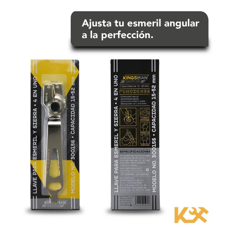 Llave para Esmeril Angular y Sierra de 4 en 1 Capacidad 15-52 mm 300156 Kingsman