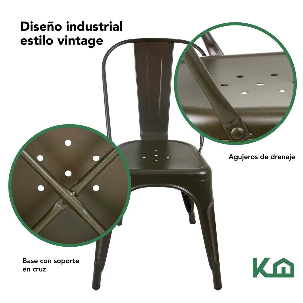 Silla Tolix Metal Comedor Casa Restaurante Exterior 4 Piezas