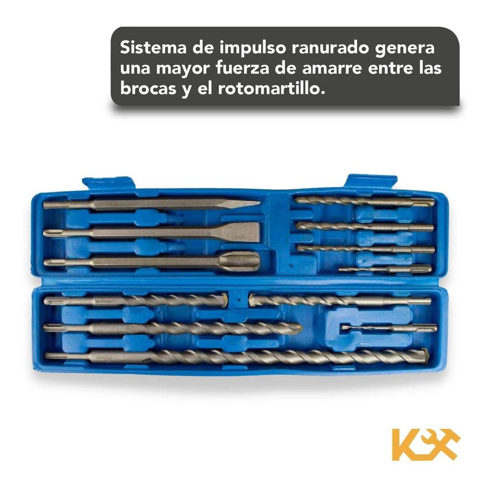 Broca y Cincel para Concreto Juego 12 Piezas SDS Plus en Portafolio 402099 Kingsman